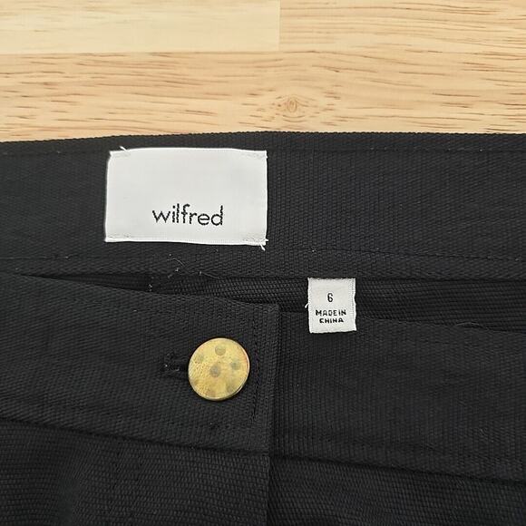 Aritzia Wilfred Flat Front Trouser Black Exposed Gold Button Fly Womens Size 6 - Picture 3 of 11